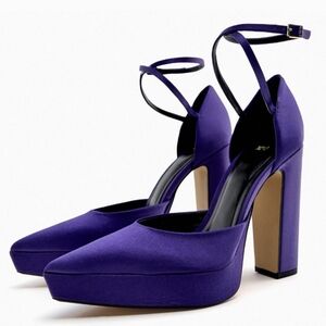 NWT Zara Heeled Platform Shoes Purple